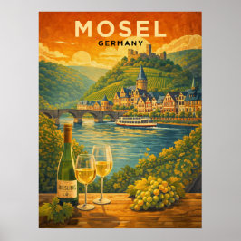 Mosel Floden Tyskland Resor Tillbaka I Tiden Poster