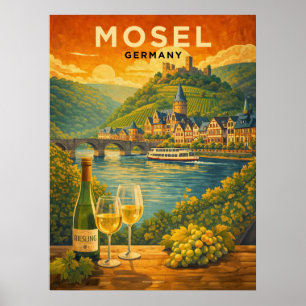 Mosel Floden Tyskland Resor Tillbaka I Tiden Poster