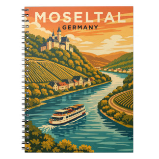 Mosel Germany Sunset Vintage Travel Art Anteckningsbok