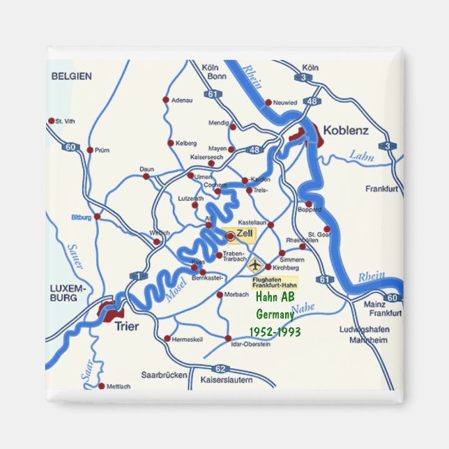 Mosel Karta w/Hahn Magnet (Framsidan)