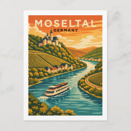 Mosel River Germany Scenic Vintage Travel Art Vykort