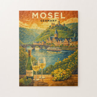 Mosel vinerregion Tyskland Vintage Resa Konst Pussel