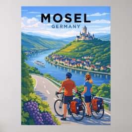 Moselfloden Tyskland Vintage Resa Poster