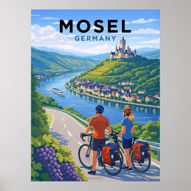 Moselfloden Tyskland Vintage Resa Poster (Framsidan)