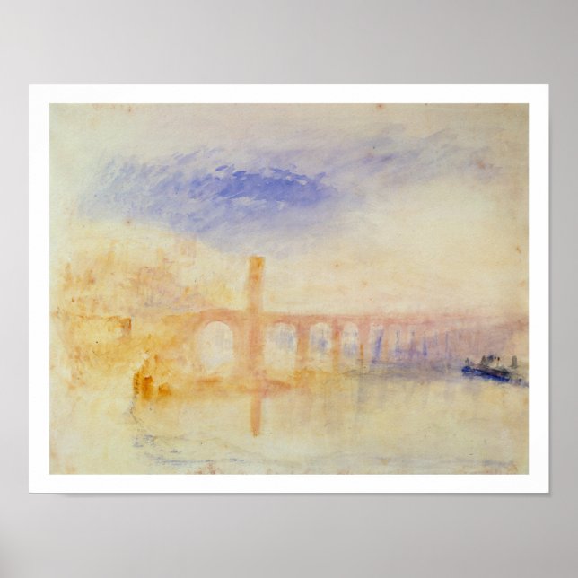 Moselle Bridge, Coblenz, c.1842 (w/c och graphit) Poster (Framsidan)
