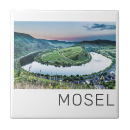 Moselle Calmont Loop Bremm Solnedgång Flod Souveni Kakelplatta