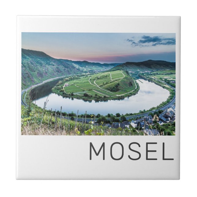 Moselle Calmont Loop Bremm Solnedgång Flod Souveni Kakelplatta (Framsidan)