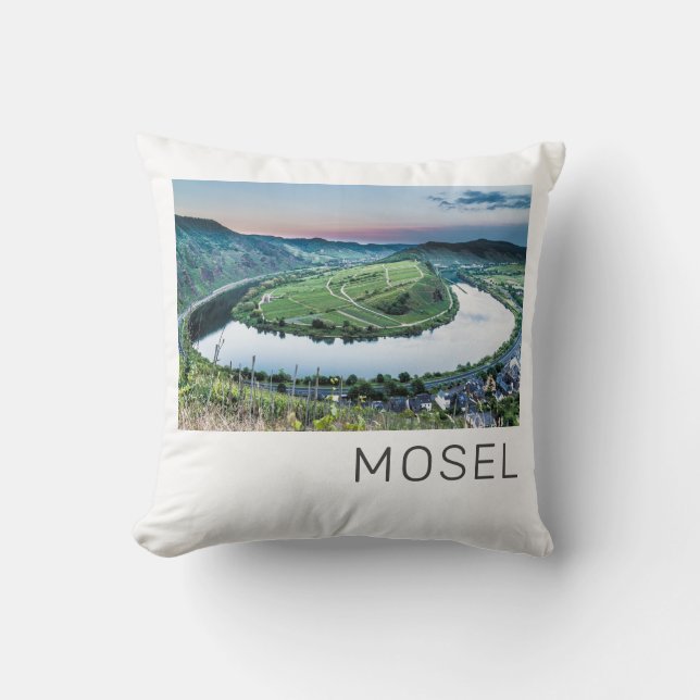 Moselle Calmont Loop Bremm Solnedgång Flod Souveni Kudde (Framsida)