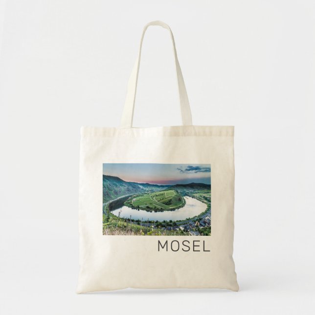 Moselle Calmont Loop Bremm Solnedgång Flod Souveni Tygkasse (Framsidan)