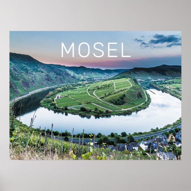 Moselle Calmont Loop Bremm Sunset River Souvenir Poster (Framsidan)