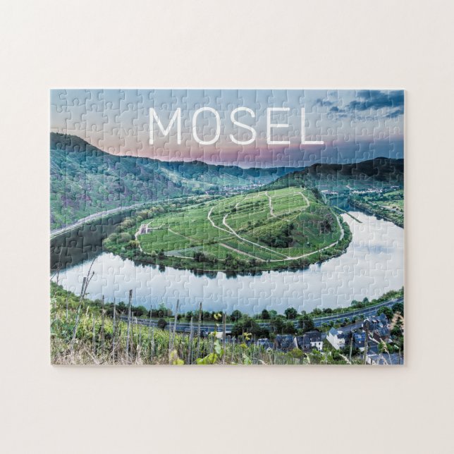 Moselle Calmont Loop Bremm Sunset River Souvenir Pussel (Horisontell)