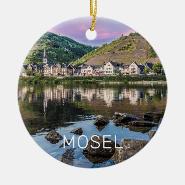 Moselle Ediger Eller Sunset River Cochem Souvenir Julgransprydnad Keramik (Framsidan)