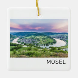 Moselle Loop Sunset Kroev Panorama Tyskland Julgransprydnad Keramik