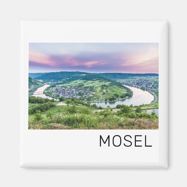 Moselle Loop Sunset Kroev Panorama Tyskland Magnet (Framsidan)