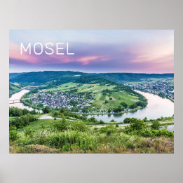 Moselle Loop Sunset Kroev Panorama Tyskland Poster