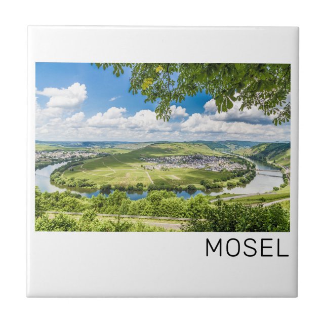 Moselle Loop Trittenheim Panorama Tyskland Souveni Kakelplatta (Framsidan)
