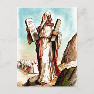 Moses med bord av vykort