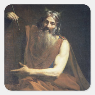Moses med tabletsna av lagen, c.1627-32 fyrkantigt klistermärke