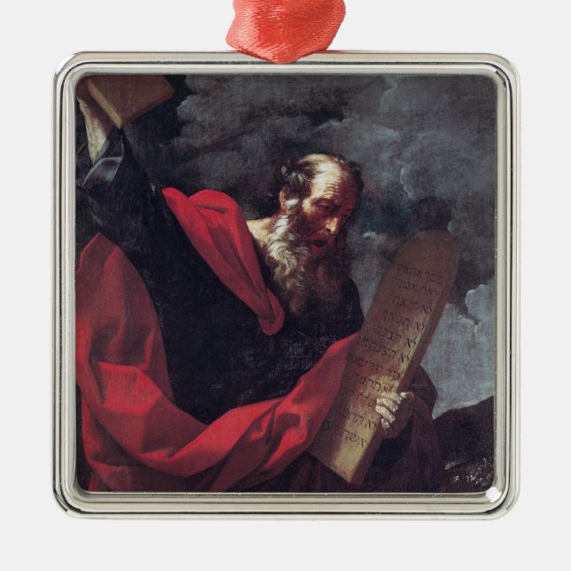 Moses med tabletsna av lagen julgransprydnad metall (Framsidan)