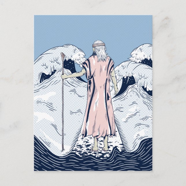 Moses och avresande hav vykort (Framsida)