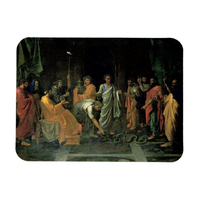 Moses och Brazen-byggnaden (olja på canvas) Magnet (Horisontell)