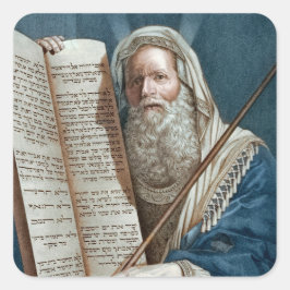Moses och de tio budorden fyrkantigt klistermärke