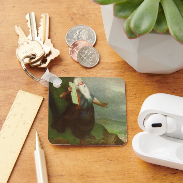 Moses och de tio budorden, gammal religion nyckelring (Skrivbord)