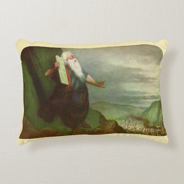 Moses och de tio budorden, gammal religion prydnadskudde (Framsidan)