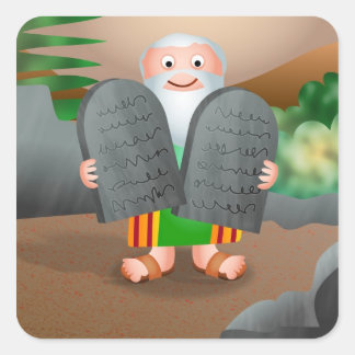 Moses och de tio budskapen Bible Story Fyrkantigt Klistermärke