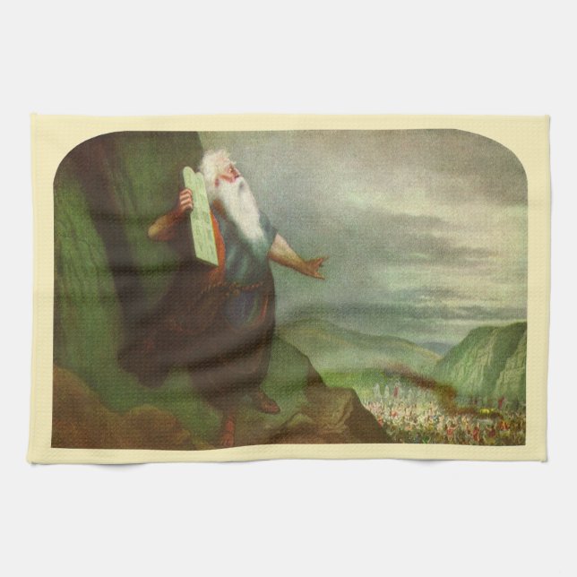 Moses och de tio budskapen, Vintage Religion Kökshandduk (Horisontell)