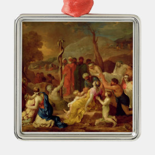 Moses och den skamlösa ormen, c.1653-54 (olja på julgransprydnad metall