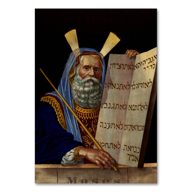 Moses och förbundslagens tavlor konst bordsnummer (Framsidan)