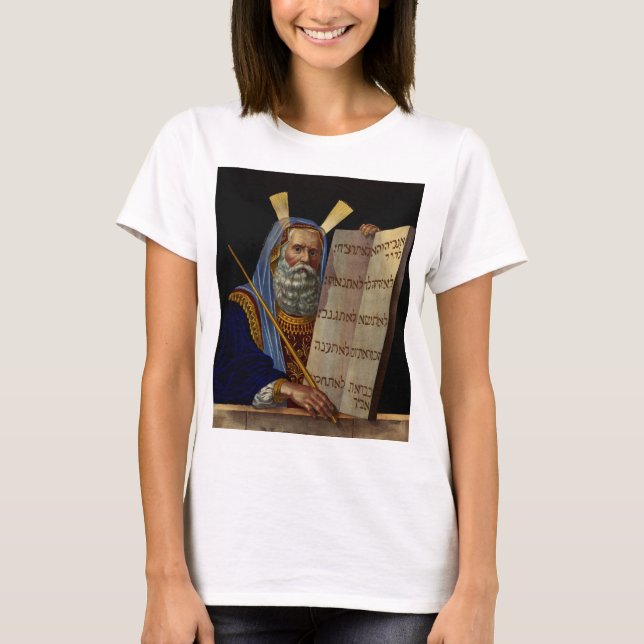 Moses och förbundslagens tavlor konst t shirt (Framsida)