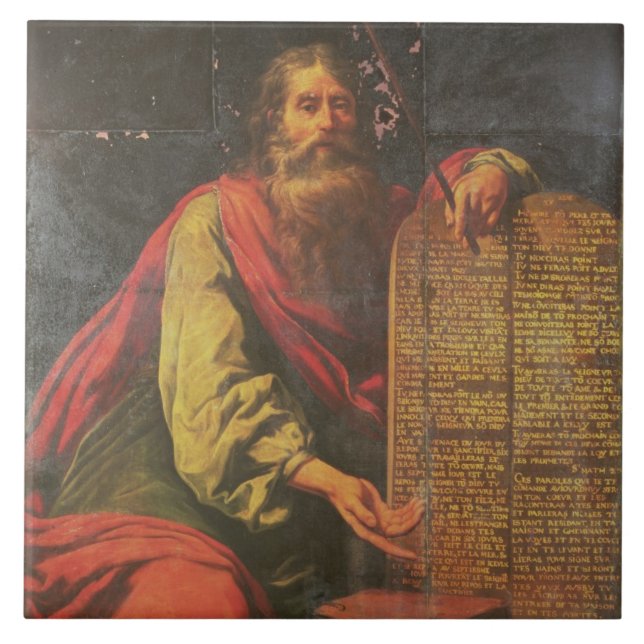 Moses och tabletsna av lagen kakelplatta (Framsidan)
