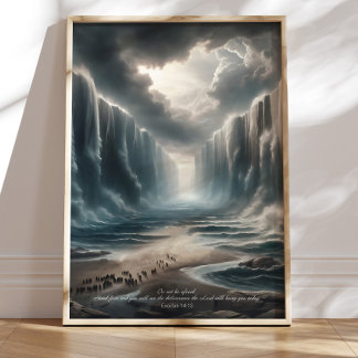 Moses Parting Red Sea Bible Verse Art, Exodus Poster