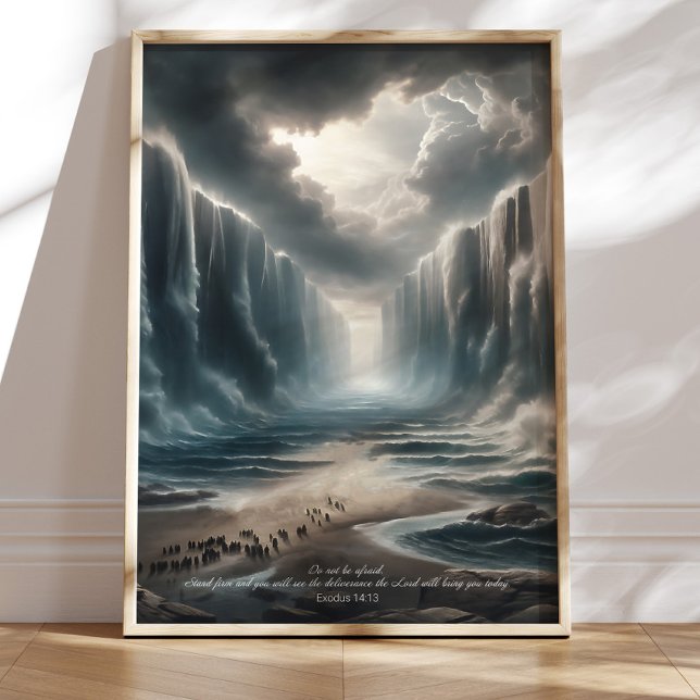 Moses Parting Red Sea Bible Verse Art, Exodus Poster (Skapare uppladdad)