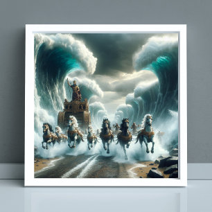 Moses Parting Red Sea Bible Verse Art, Exodus Poster