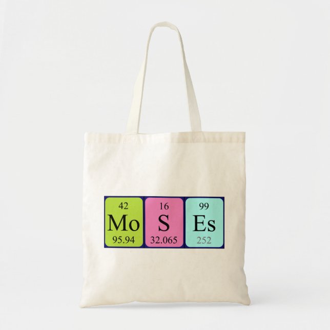 Moses periodiska bord namn tote bag tygkasse (Framsidan)