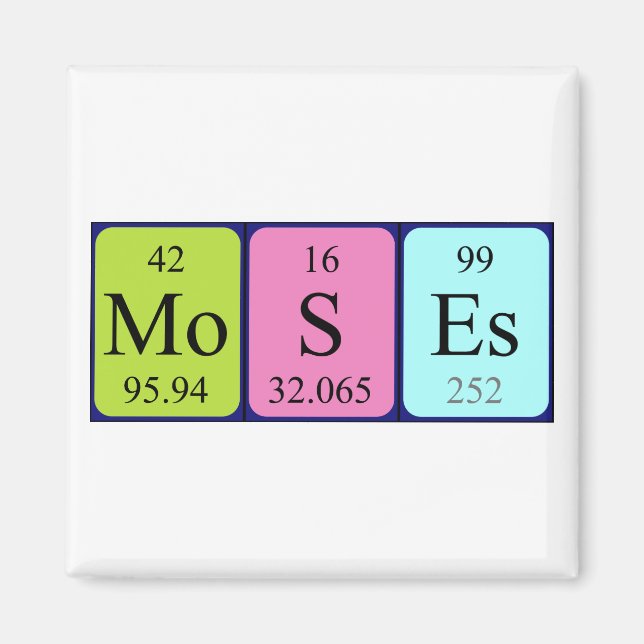 Moses periodiska magnet bord namn (Framsidan)