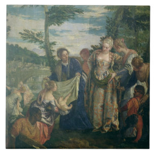 Moses räddade från Nilen, 1580 (olja på kanfas) Kakelplatta