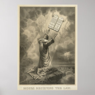 Moses Receithe Law de Ten Commandments Poster