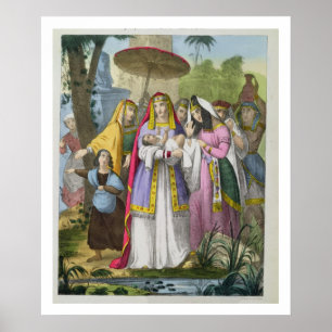 Moses Saved av Pharaoh's Dotter, från en bibel Poster