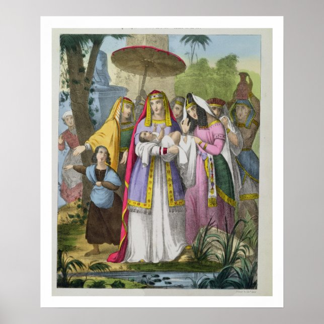 Moses Saved av Pharaoh's Dotter, från en bibel Poster (Framsidan)