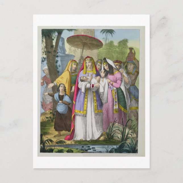 Moses Saved av Pharaoh's Dotter, från en bibel Vykort (Framsida)