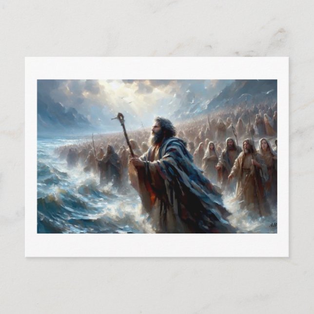 Moses skiljer Röda havet,  Vykort (Framsida)
