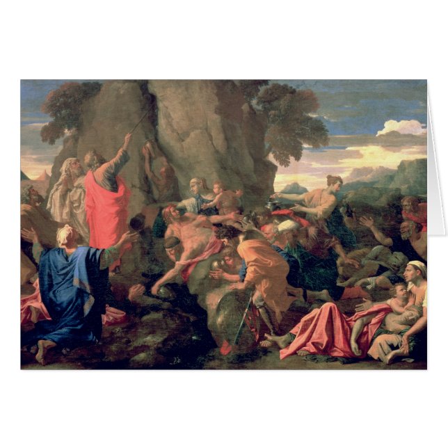 Moses slå vatten från stenen, 1649 hälsningskort (Framsidan Horizontal)