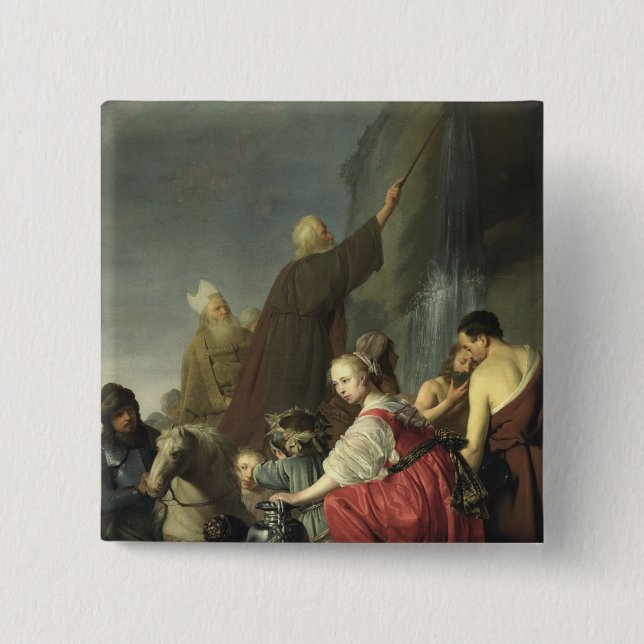 Moses slå vatten från stenen knapp (Framsida)