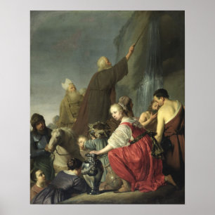 Moses slå vatten från stenen poster