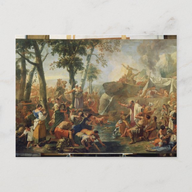 Moses slår vatten ur klippan (olja på duk) vykort (Framsida)