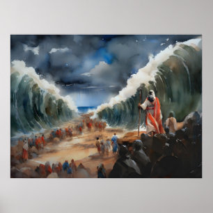 Moses som delar och korsar torra Röda havet Poster
